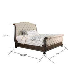 Load image into Gallery viewer, Sleigh Bed With Button Tufted Fabric Headboard And Footboard
