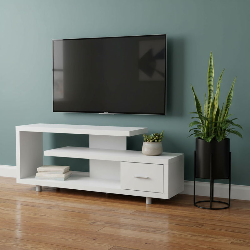 Open Shelving TV Stand - White