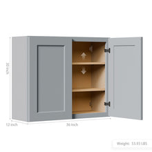 Load image into Gallery viewer, Shaker Wall Cabinet With Soft Close Hinges, Adjustable Shelves, Double Door
