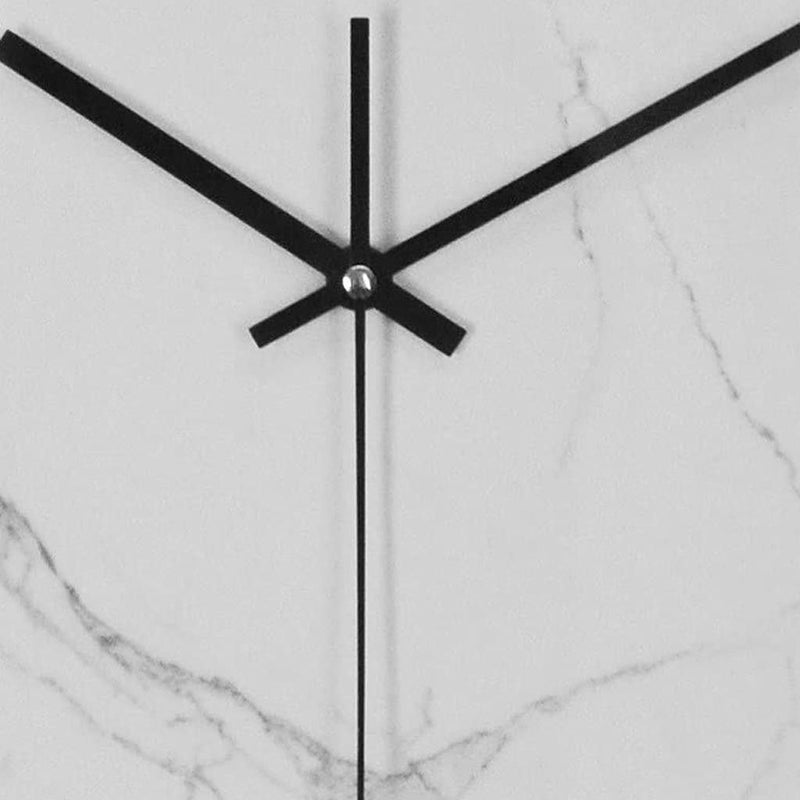 Heavy Duty Plastic Silent Analog Marble Round Wall Clock - White / White