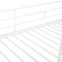 Load image into Gallery viewer, Twin Over Twin Bunk Bed Metal Bed with Half Roof, Guardrail and Ladder White
