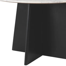 Load image into Gallery viewer, 51" Marble And Wood Pedestal Base Round Top Dining Room Table - White
