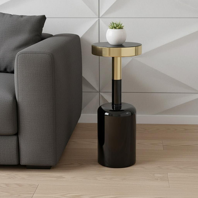 Metal Round End Table - Gold / Turquoise