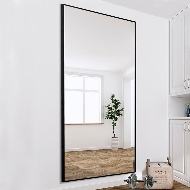 Metal Framed Full Length Hanging Mirror - Black