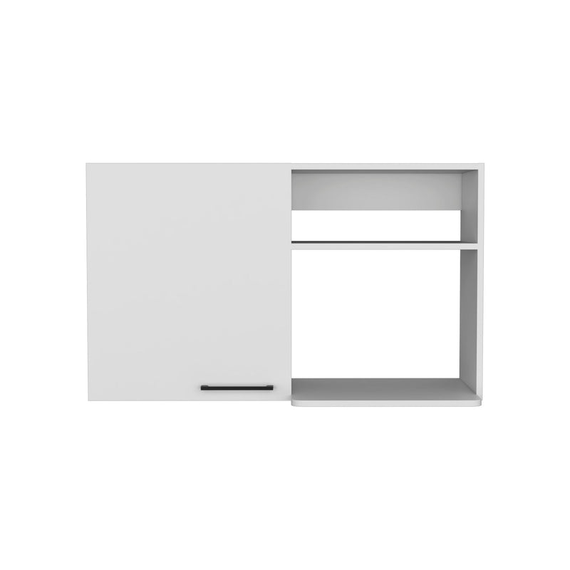 Laminate Wall Mounted Lacquered Door Gloss Finish Door China Cabinet With Two Shelves - White