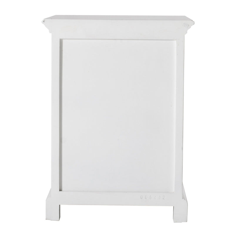 One Drawer Solid Wood Nightstand - Distressed White
