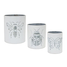 Load image into Gallery viewer, Abstract Round Pot Planters (Set of 3) - White / Gray
