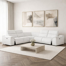 Load image into Gallery viewer, Leather Modular L Shaped Five Piece Corner Sectional - White

