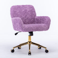Load image into Gallery viewer, Office Chair, Artificial Rabbit Hair Home Office Chair With Metal Base, Adjustable Desk Chair Swivel Office Chair, Vanity Chair

