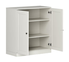 Load image into Gallery viewer, Adjustable Three Tier Library Bookcase With Two Doors - Off White
