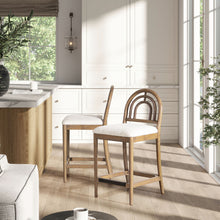 Load image into Gallery viewer, Leon - Arched Back &amp; Upholstered Counter Stool (Set of 2) - Ivory White
