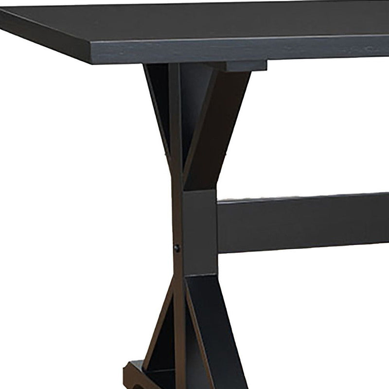48" Solid Wood Trestle Base Dining Table - Black