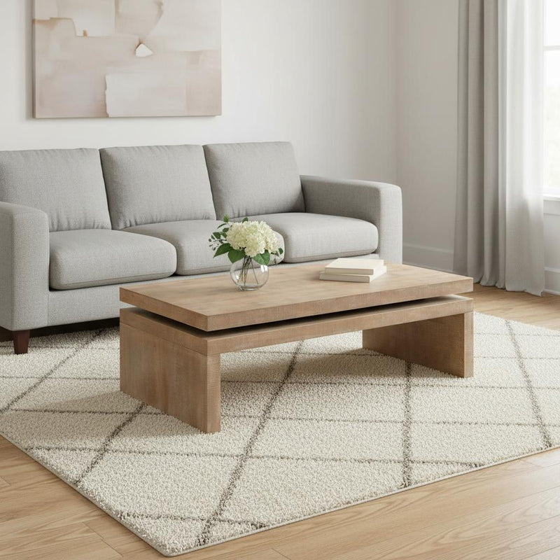 Wood Distressed Floating Frame Coffee Table - Natural