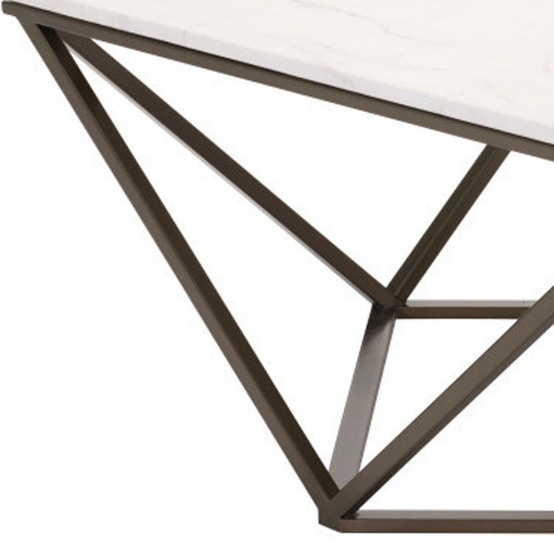 Faux Marble And Steel Square Coffee Table - White