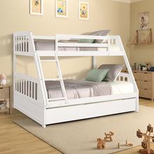 Load image into Gallery viewer, TOPMAX Solid Wood Twin Over Full Bunk Bed with Two Storage Drawers, White
