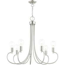 Load image into Gallery viewer, 28" Seven Light Dimmable Chandelier With Shades - Nickel
