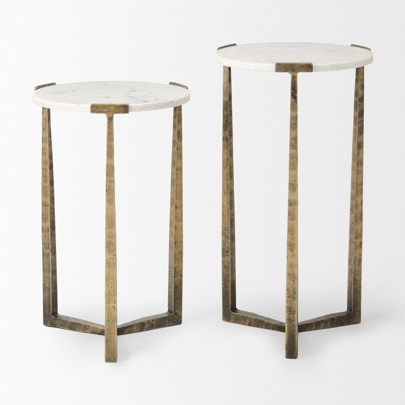 Marble Round Nested Tables (Set of 2) - White