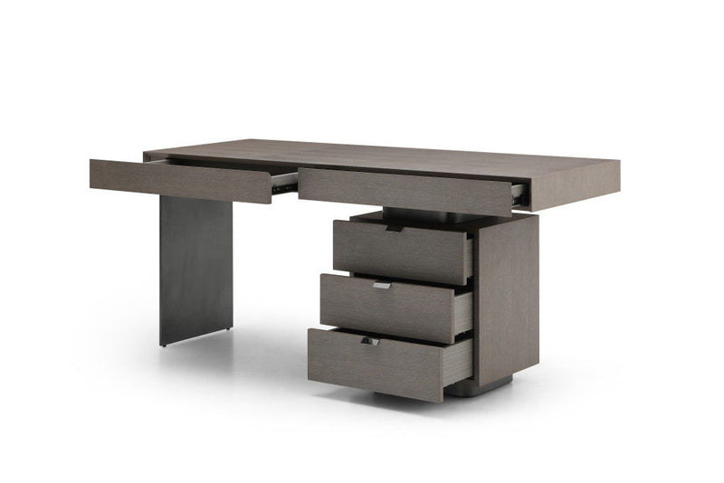 Stainless Computer Desk With Five Drawers - Gray