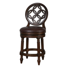 Load image into Gallery viewer, Faux Leather Solid Wood Counter Height Swivel Bar Chair - Dark Brown / Walnut

