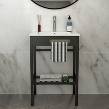 Load image into Gallery viewer, Console Sink With Legs, 24&quot; X 18&quot;, Durable Porcela With Frame - White / Black
