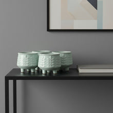 Load image into Gallery viewer, Leaf Round Pot Planters (Set of 4) - Teal Blue
