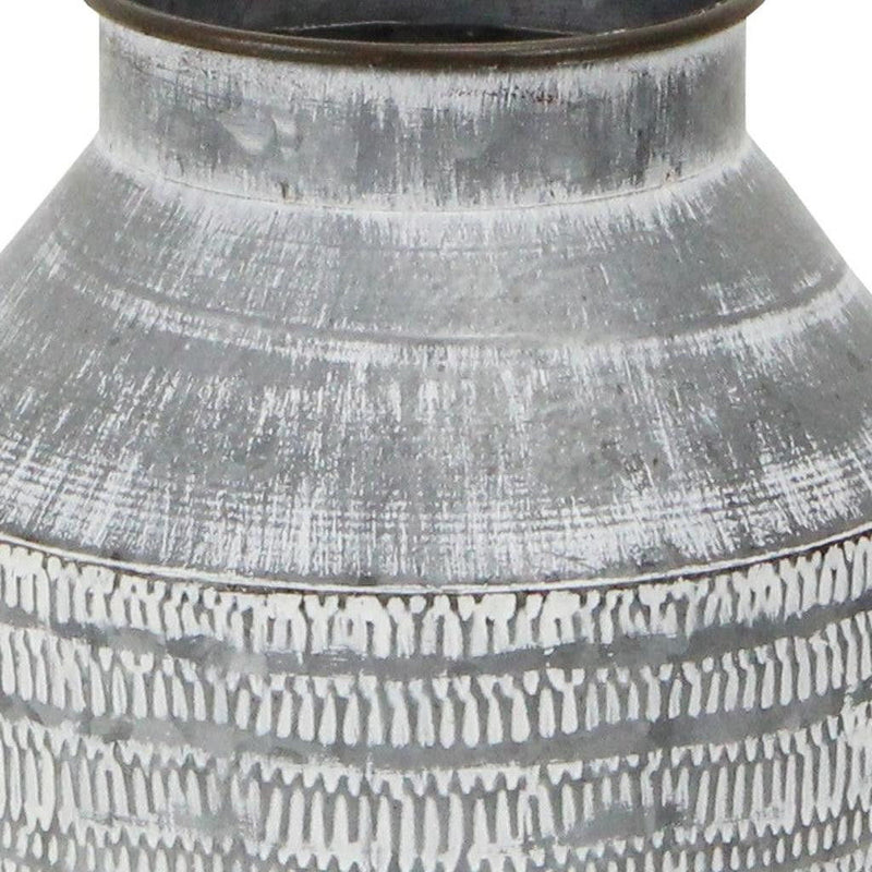 Galvanized Geometric Patterned Jug Vase (635605) - Gray