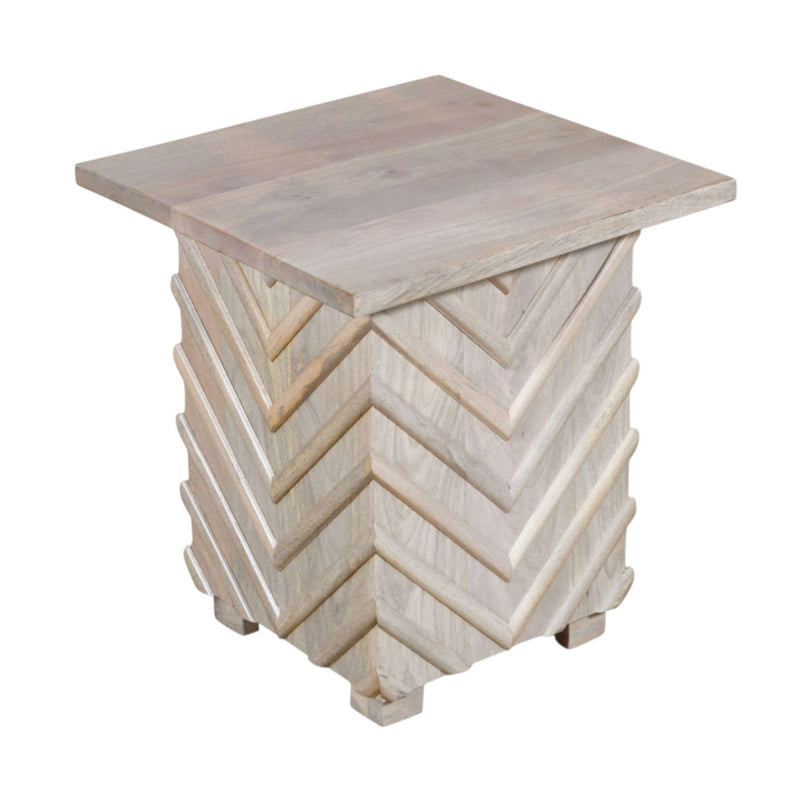 24" Distressed Solid Wood Square End Table - White