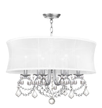 Load image into Gallery viewer, 21" Six Light Dimmable Chandelier With Shades - Nickel
