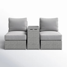 Load image into Gallery viewer, 2 Person Wicker Conversation Set With Cushions, Weather Resistant
