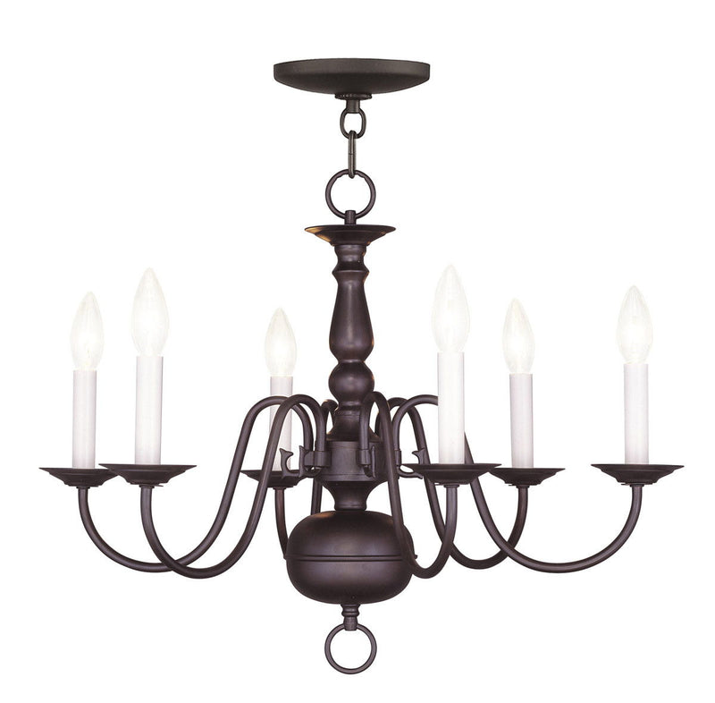 18'' Six Light Dimmable Chandelier With Shades - Bronze