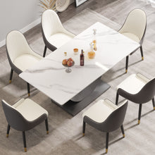 Load image into Gallery viewer, 70.87&quot; Modern Artificial Stone Crescent-Shaped Metal Legs, Can Accommodate 6-8 People - White / Black
