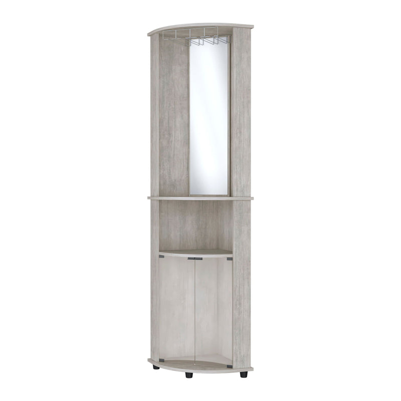 75" Wood Corner Bar Cabinet With Two Doors - Gray