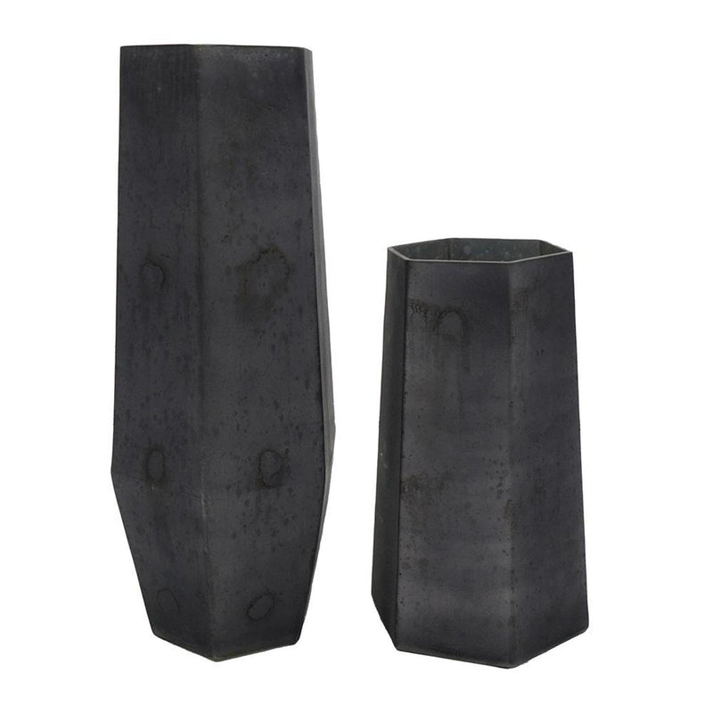Hexagonal Table Vases (Set of 2) - Black