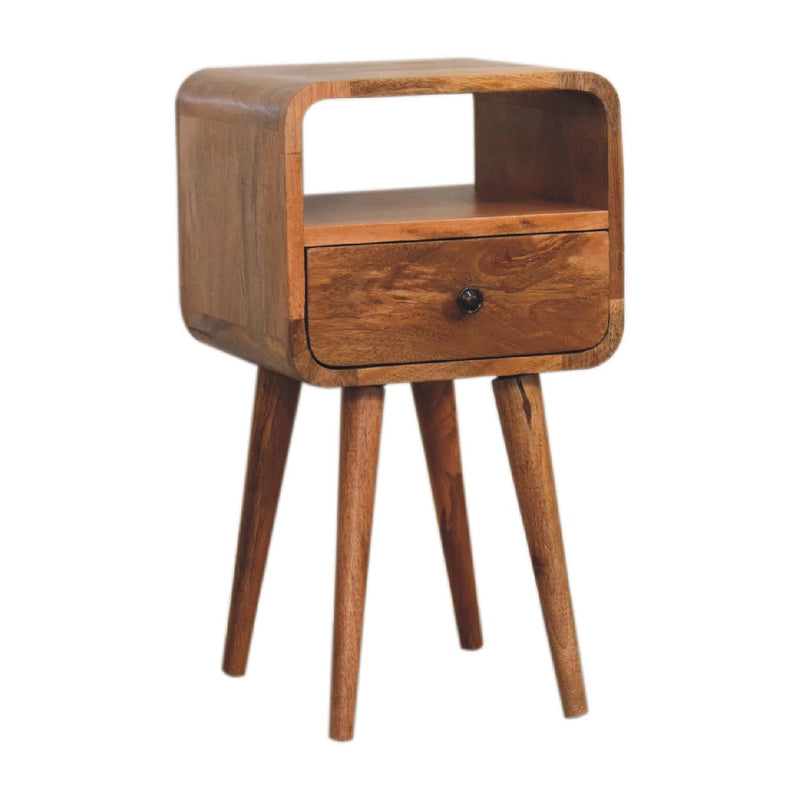 22" Modern Solid Wood Square One Drawer Nightstand - Oak