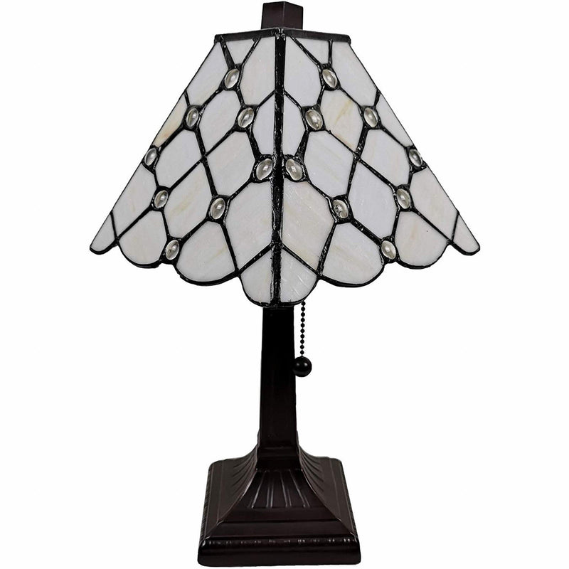 Metal Candlestick Table Lamp With White Empire Shade - Dark Brown