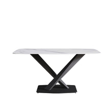 Load image into Gallery viewer, 63&quot; Modern Artificial Stone Dining Table, 6 People - White / Black
