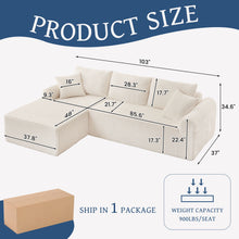 Load image into Gallery viewer, Modular Sectional With Arched Armrests, Includes 3 Back Cushions &amp; 2 Throw Pillows
