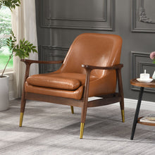 Load image into Gallery viewer, Mid - Century Accent Chair With Cushioned Seat, Brass Tipped Legs
