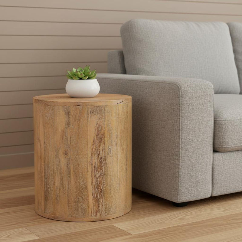 Solid Wood Round End Table - Natural