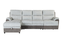 Load image into Gallery viewer, Fabric Sleeper L Shaped Three Piece Sofa Storage Chaise Sectional - Beige / Brown
