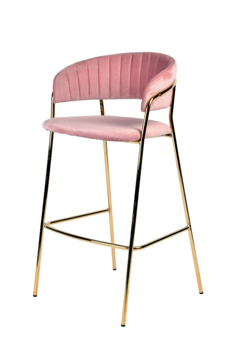 Steel Low Back Bar Height Bar Chairs (Set of 2) - Pink And Gold