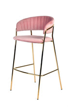 Load image into Gallery viewer, Steel Low Back Bar Height Bar Chairs (Set of 2) - Pink And Gold
