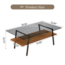 Load image into Gallery viewer, Rectangle Coffee Table, Tempered Glass Tabletop With Metal Legs
