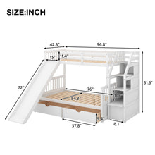 Load image into Gallery viewer, Bunk Bed With Storage Staircase, Slide, Desk, Drawers, And Shelves
