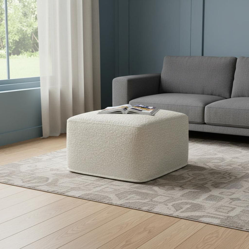 24" Fabric Pouf Ottoman - Off White