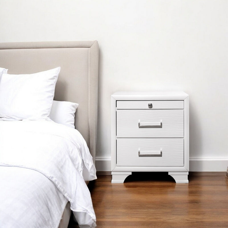Nightstand With 3 Drawers - White