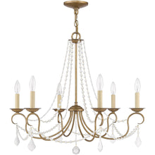 Load image into Gallery viewer, 24" Six Light Dimmable Chandelier With Shades - Antiqued Gold
