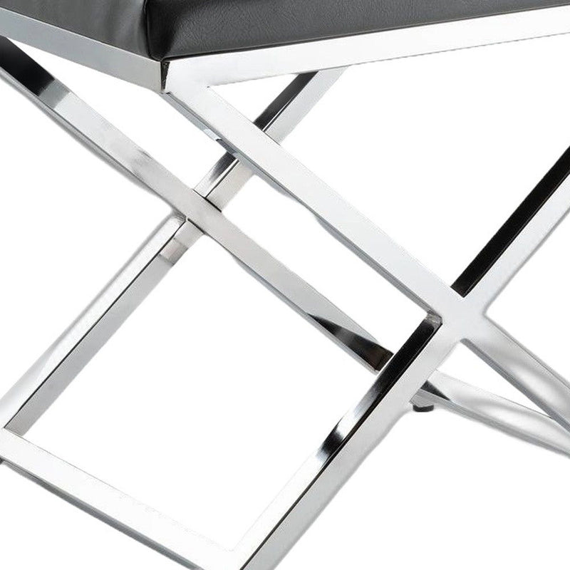 21" Contemporary Faux Leather Vanity Chair - Gray