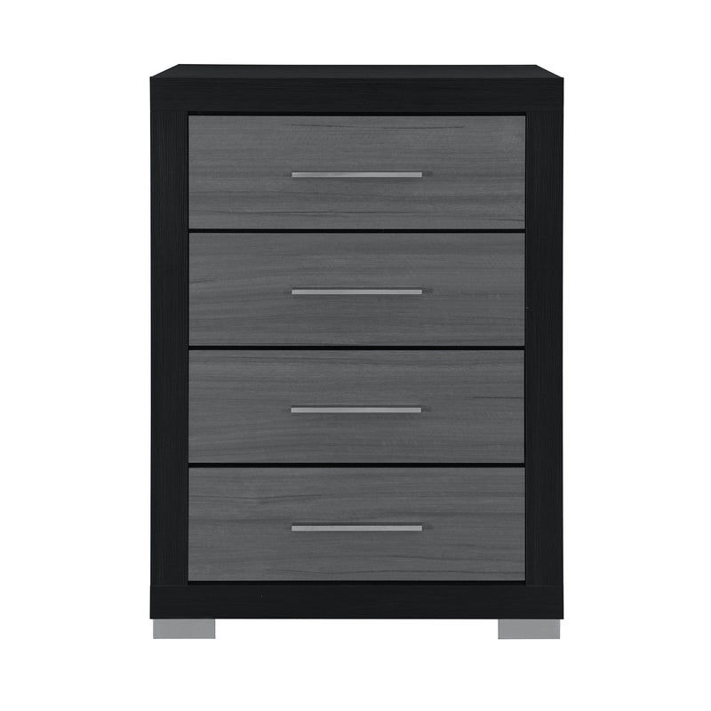31" Wood Four Drawer Dresser - Black And Gray