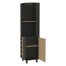 Load image into Gallery viewer, Wood Corner Bar Cabinet With Single Door - Black / Natural

